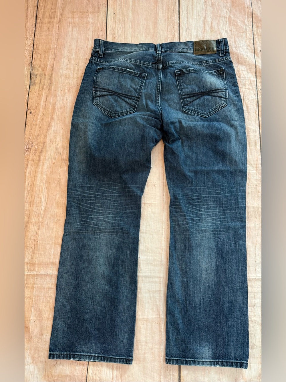 Express Kingston Classic Fit Regular Rise Bootcut Dark Wash Denim Jeans 34X30 - Picture 6 of 12